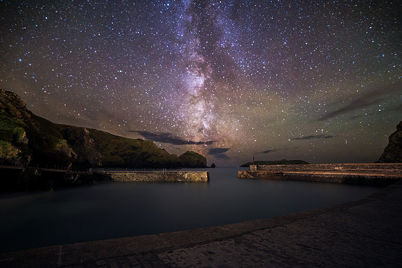 Mullion cove Harbour under the milky way
